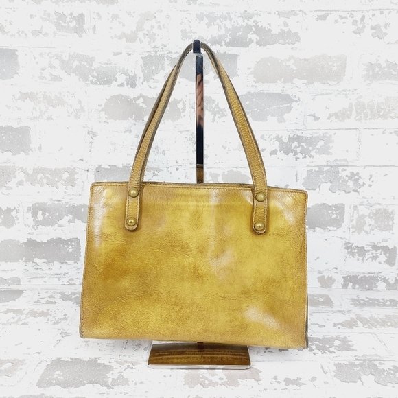 Jean Fogel Leather Tan/Gold Outside Zip Pocket Handbag 1008 - Picture 6 of 12